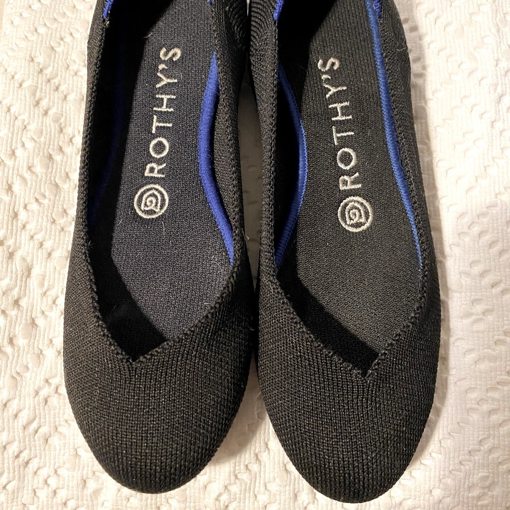 ROTHY’S The Flat Black Rounded Toe Shoes SZ 6